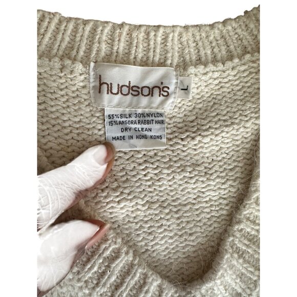 Hudson's Silk Angora Rabbit Hair Blend V-Neck Sweater Vest Sleeveless Pullover L - Picture 7 of 9